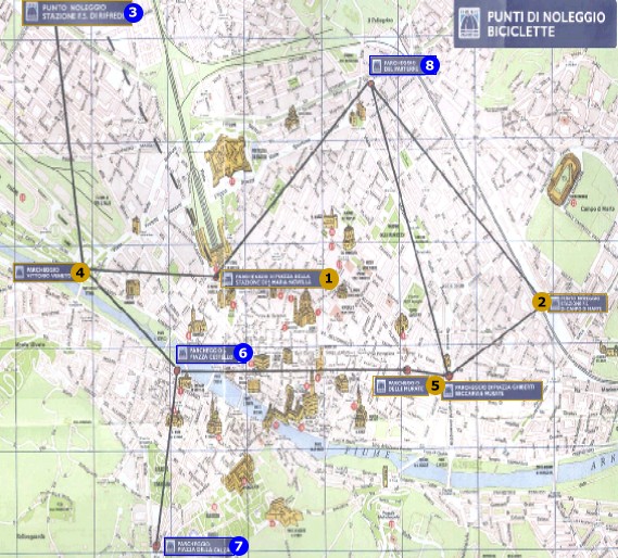 Map of Rental bikes in Florence